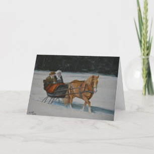 Snowy Ride Winter Scene Carte de voeux 5x7