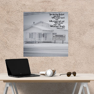 Snowy Rural Country Church Écriture Glossy Poster