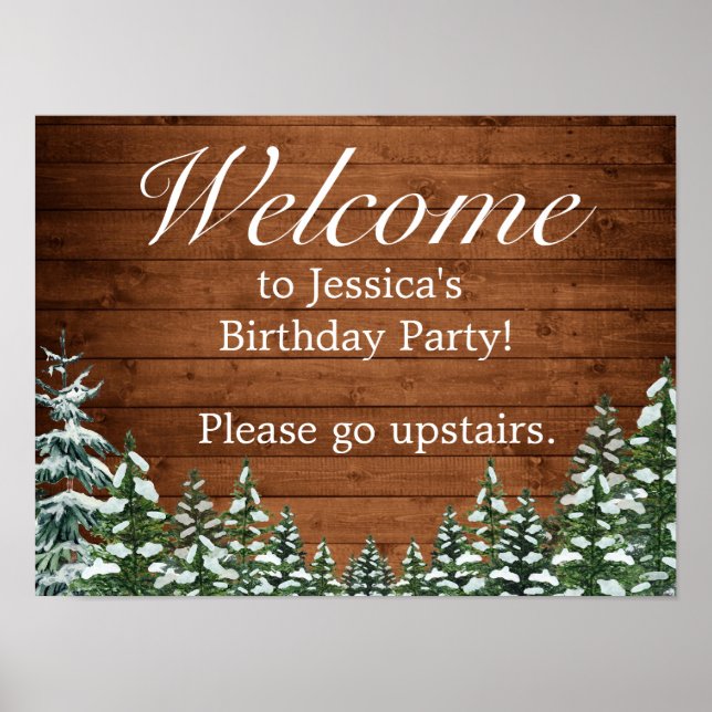 Snowy Wood & Forest Pays Affiche de bienvenue d'an (Devant)