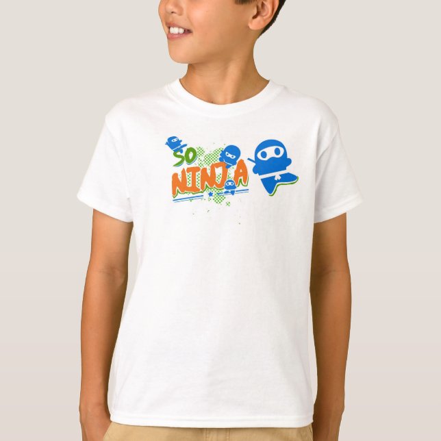 So Ninja Blue Kids Ringer T-Shirt (Devant)