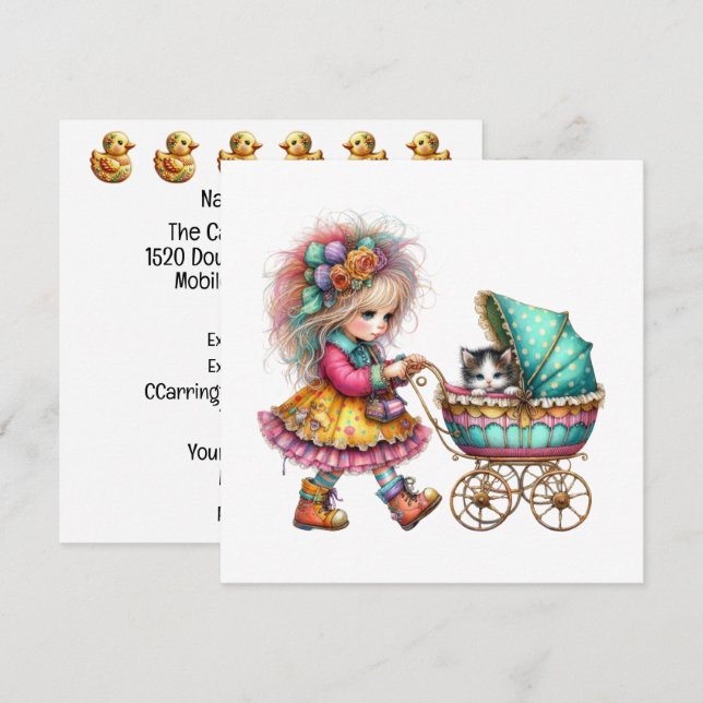 SO Precious Baby Buggy thème Invitation (Devant / Derrière)