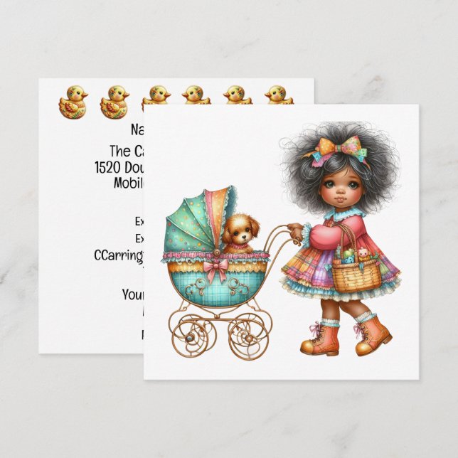 SO Precious Baby Buggy thème Invitation (Devant / Derrière)