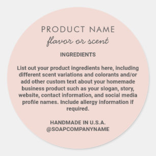 Soap produit de soins de la peau Étiquette d'ingré