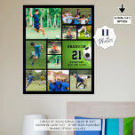 Soccer 11 Photo Collage Personalized Poster<br><div class="desc">Create a personalized soccer photo collage poster utilizing this easy-to-upload photo collage template with 11 pictures in various shapes and sizes with the player name, number and team or club name against your choice of background color (shown in black). The sample shown is a 16x20" on value poster paper; other...</div>