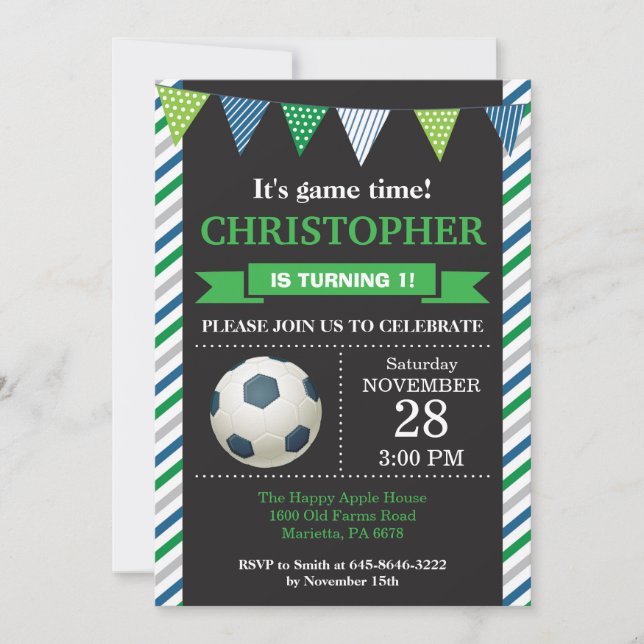 Soccer Anniversaire Invitation 1er Anniversaire (Devant)