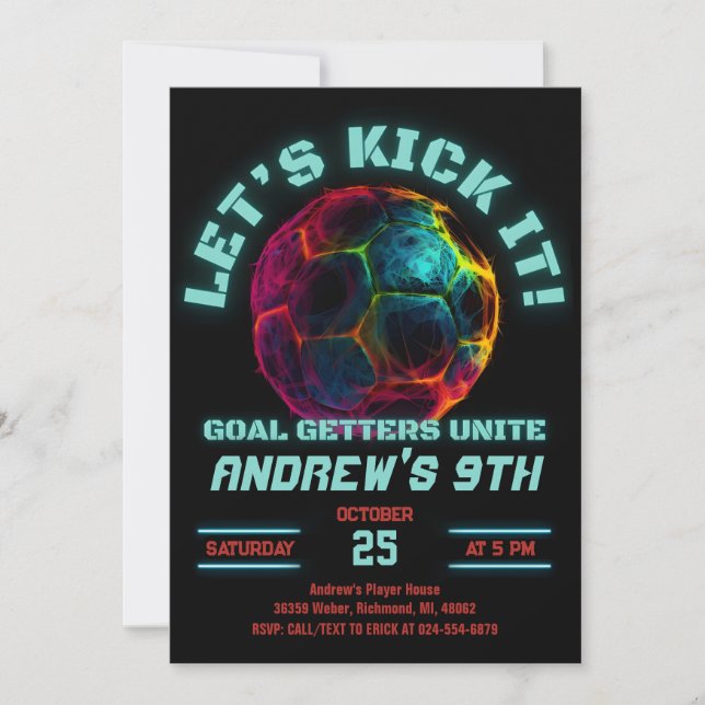 Soccer Anniversaire Invitation Carte Minimaliste (Devant)