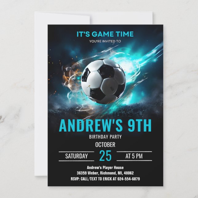 Soccer Anniversaire Invitation Carte Minimaliste (Devant)