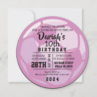 SOCCER BALL ROND rose Anniversaire Invitation