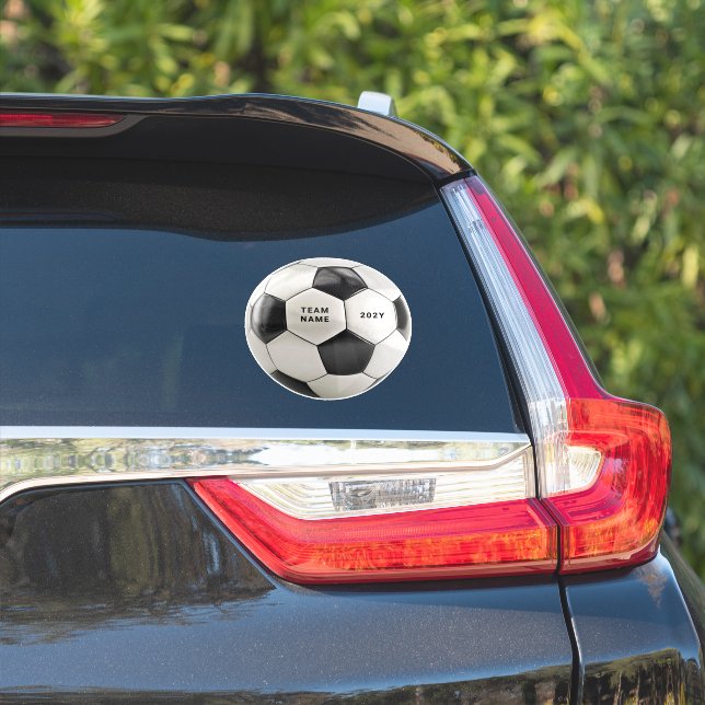 Soccer Ball Vinyl Sticker | Personalized Team Name (Côté voiture)