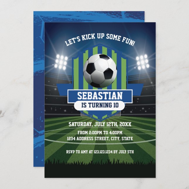 Soccer Birthday Invitation (Devant / Derrière)