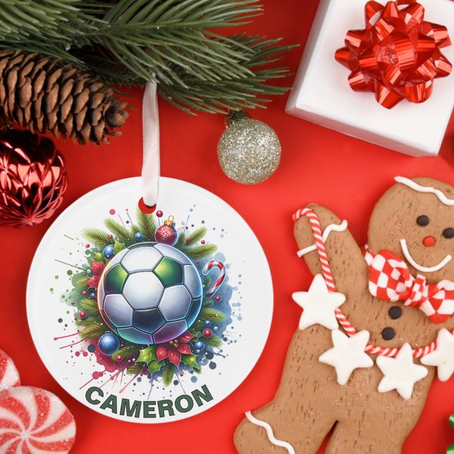 Soccer de Noël Enthousiaste Nom personnalisé (Créateur téléchargé)