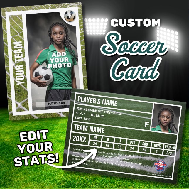 Soccer/Football Joueur carte de commerce Souvenir (Edit your personal soccer statistics to customize your own soccer player trading card.)