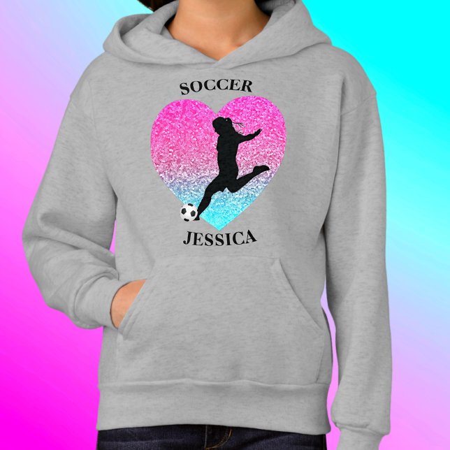 Soccer Girl Heart Sweat - shirt à capuche avec nom (Créateur téléchargé)