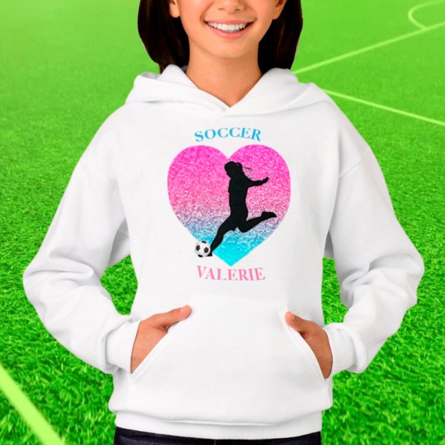 Soccer Girl Heart Sweat - shirt à capuche avec nom (Créateur téléchargé)