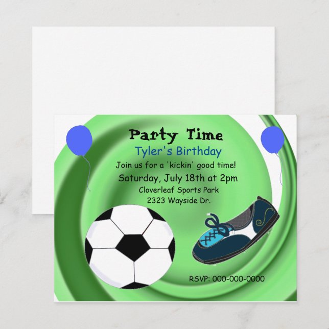 Soccer Heure Anniversaire Fête Invitation (Devant / Derrière)