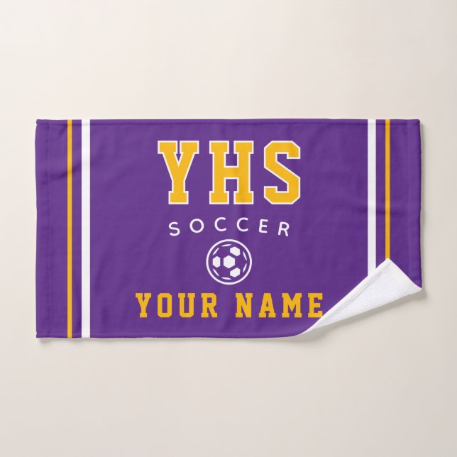 Soccer Icon, Custom Name & School, Team Gift Hand (Serviette à main)