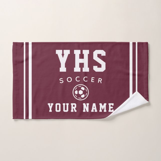 Soccer Icon, Custom Name & School, Team Gift Hand (Serviette à main)