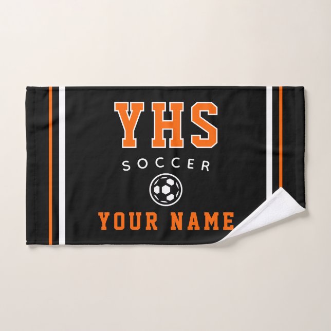 Soccer Icon, Custom Name & School, Team Gift Hand (Serviette à main)