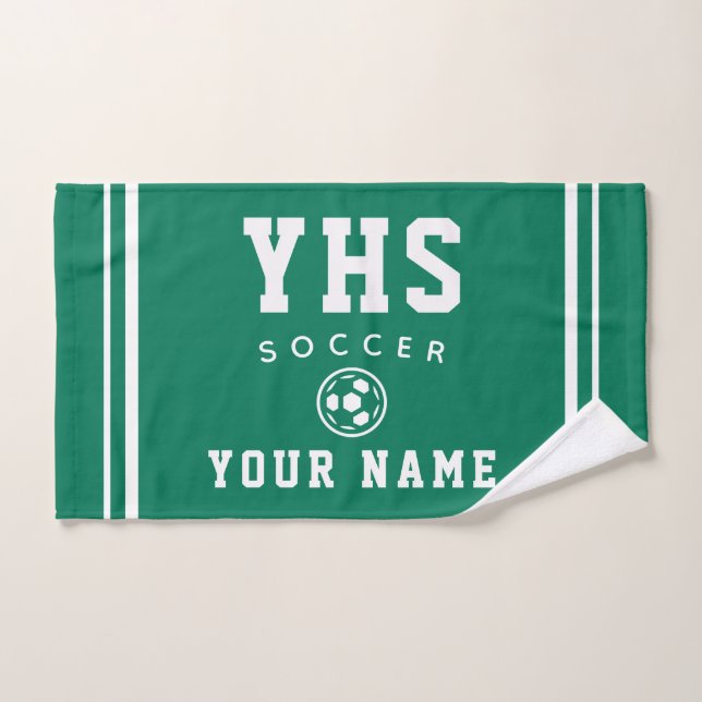 Soccer Icon, Custom Name & School, Team Gift Hand (Serviette à main)