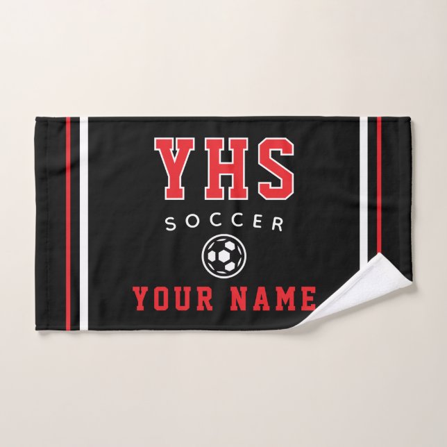 Soccer Icon, Custom Name & School, Team Gift Hand (Serviette à main)
