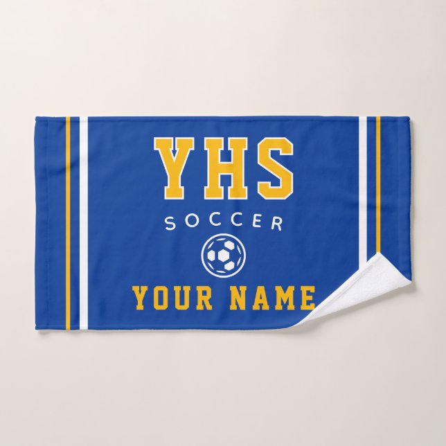 Soccer Icon, Custom Name & School, Team Gift Hand (Serviette à main)