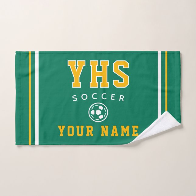 Soccer Icon, Custom Name & School, Team Gift Hand (Serviette à main)