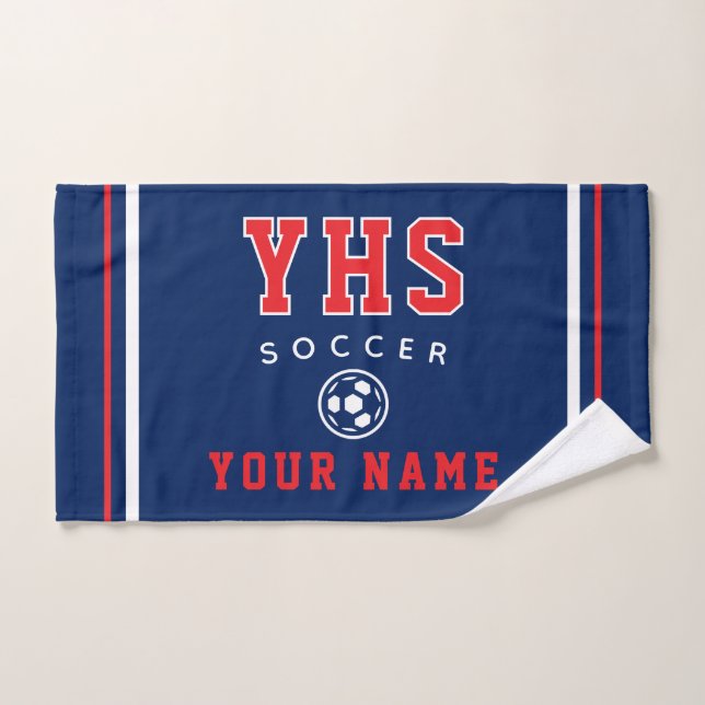 Soccer Icon, Custom Name & School, Team Gift Hand (Serviette à main)