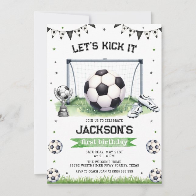 Soccer Kids Boy Birthday Party Invitation (Devant)
