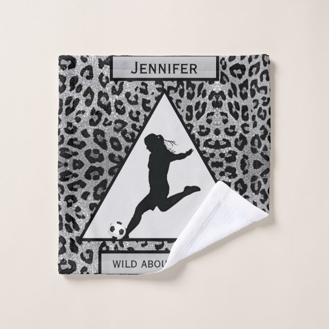 Soccer - Leopard Argent - Wild About Soccer (Gant de toilette)