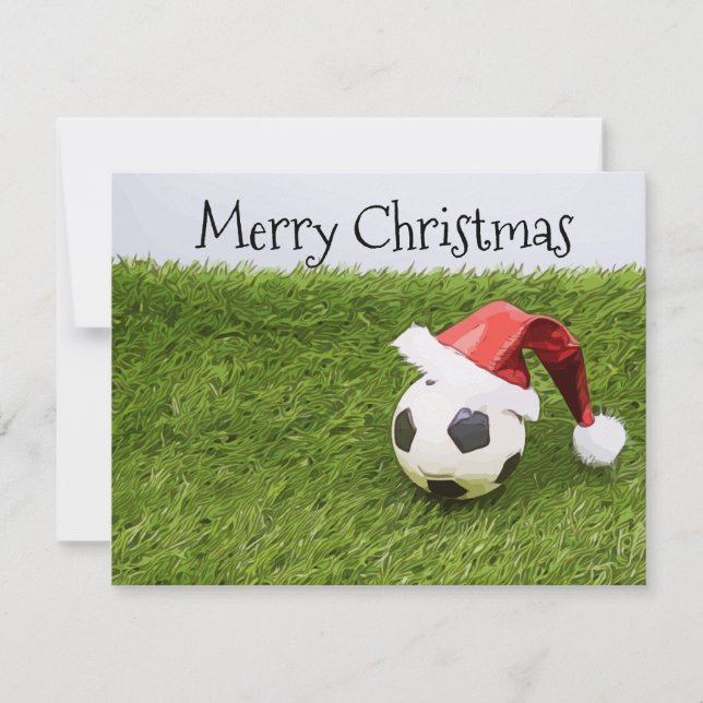 Soccer Noël Carte de vacances avec football Père N (Devant)