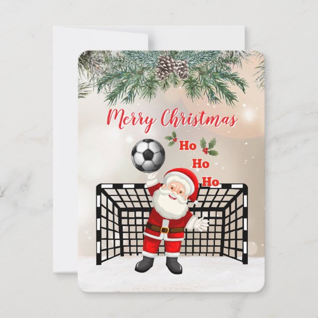 Soccer Noël Carte de voeux Père Noël Soccer (Devant)