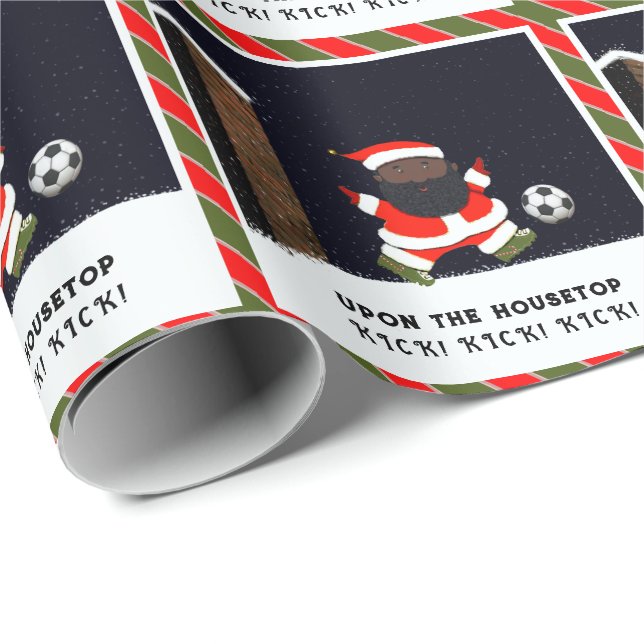 Soccer Noël Vacances Papier cadeau enveloppant (Coin rond)