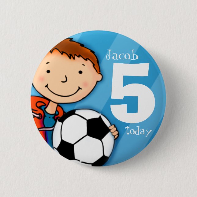 Soccer/nom de football et âge 5 bouton / badge (Devant)