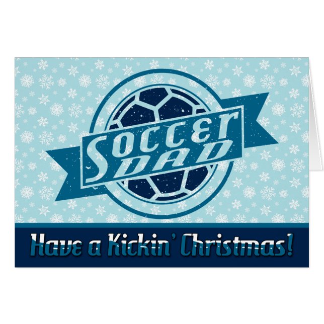 Soccer Papa Blue Design Carte de Noël (Devant horizontal)