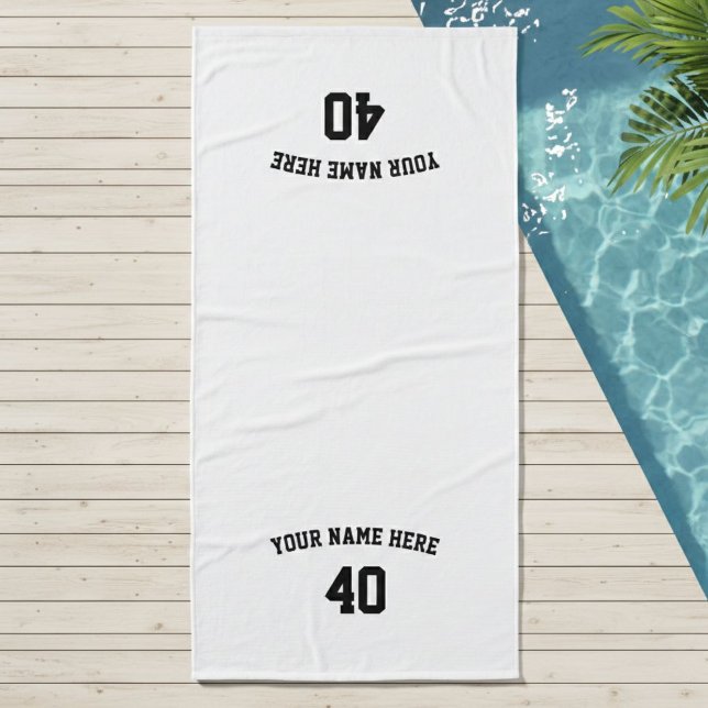 Soccer Personalized Black and White Towel  (Créateur téléchargé)
