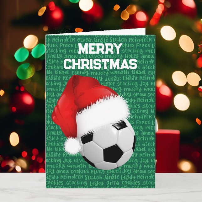 Soccer & Santa Claus Cartes de Noël personnalisées (Créateur téléchargé)