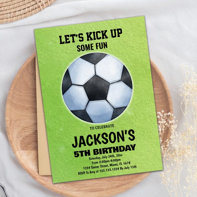 Soccer soccer vert Invitations d'anniversaire (Green Soccer Floor Soccer Birthday Invitations)
