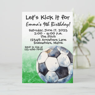 Soccer Sports Aquarelle Anniversaire Invitations