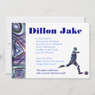Soccer Sports Invitation Bar Mitzvah Juif bleu