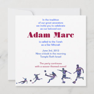 Soccer Sports Invitation Bar Mitzvah Juif rouge