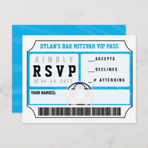 SOCCER VIP REPONSE CARD Bar Bat mitzvah Invitation