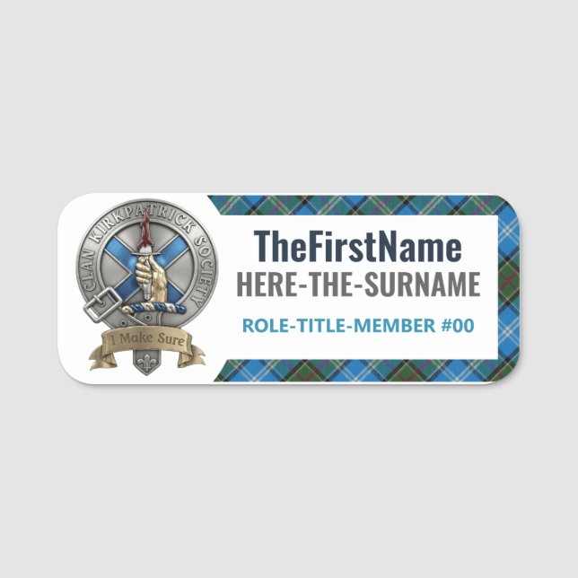 Société Clan Kirkpatrick - Étiquette nominative CK (Devant)