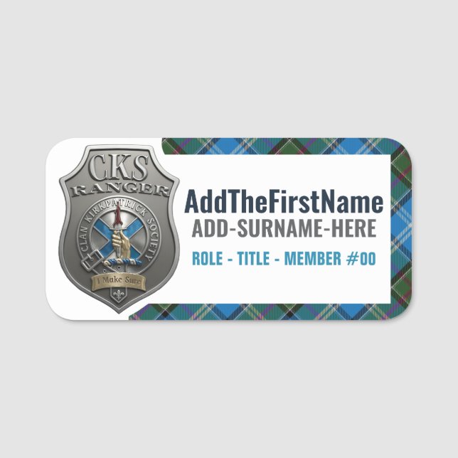 Société du Clan Kirkpatrick -- Étiquette de nom de (Devant)