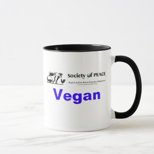 Société végétalienne de tasse de logo de PAIX (Droite)