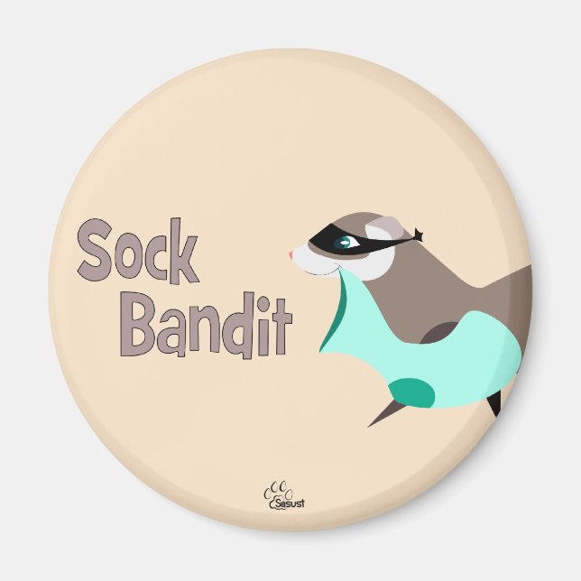 Sock Bandit Funny Ferret Magnet (Devant)