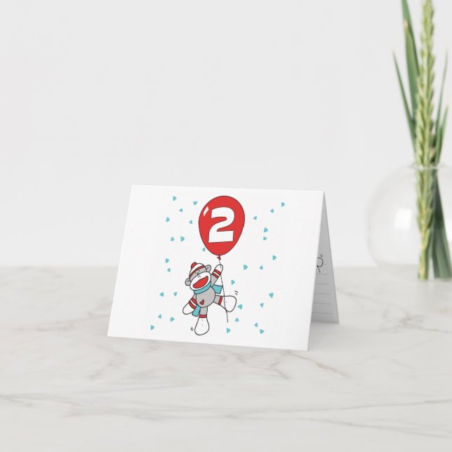 Sock Monkey 2nd Birthday Fill-in Invitations (Devant)