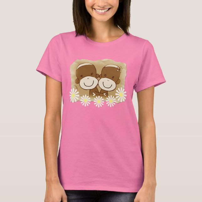 Sock Monkey Hugz Retro Ladies T-shirt (Devant)