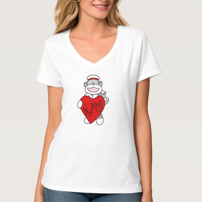 Sock Monkey I Love Nursing T-shirts et cadeaux (Devant)
