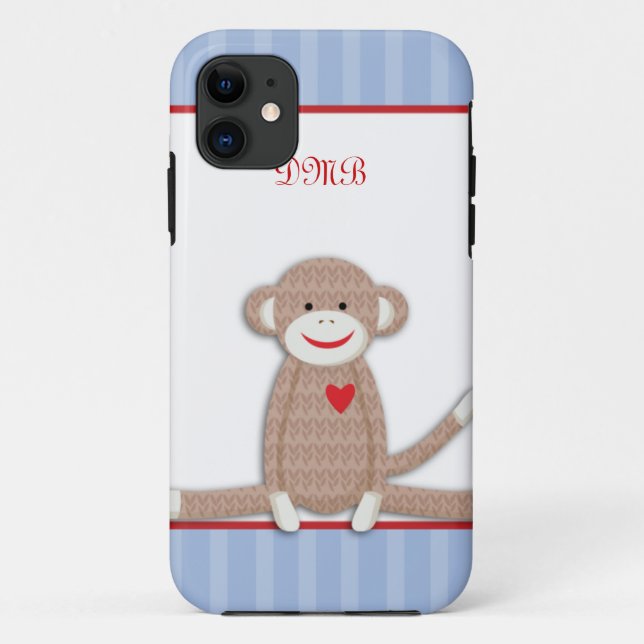 Sock Monkey Monogram iPhone 5 Coque (Dos)