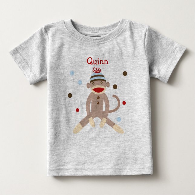 Sock Monkey personnalisé Tshirt d'anniversaire (Devant)